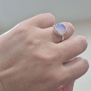 925 Natural Silver Ring with Opal Gemstone Handmade Ring